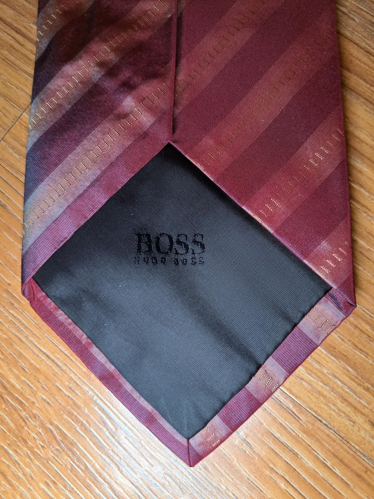 Hugo Boss Hugo Boss 100% Silk Tie Red Striped Made in Italy Necktie Size ONE SIZE - 4 Thumbnail