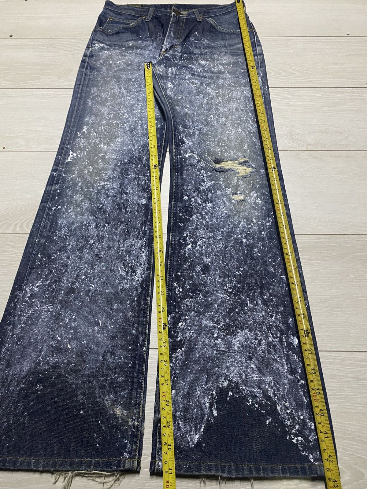 Number (N)ine Vintage Lee Riders Splatter Effect Paint Flare Repair Jeans Size US 29 - 18 Thumbnail