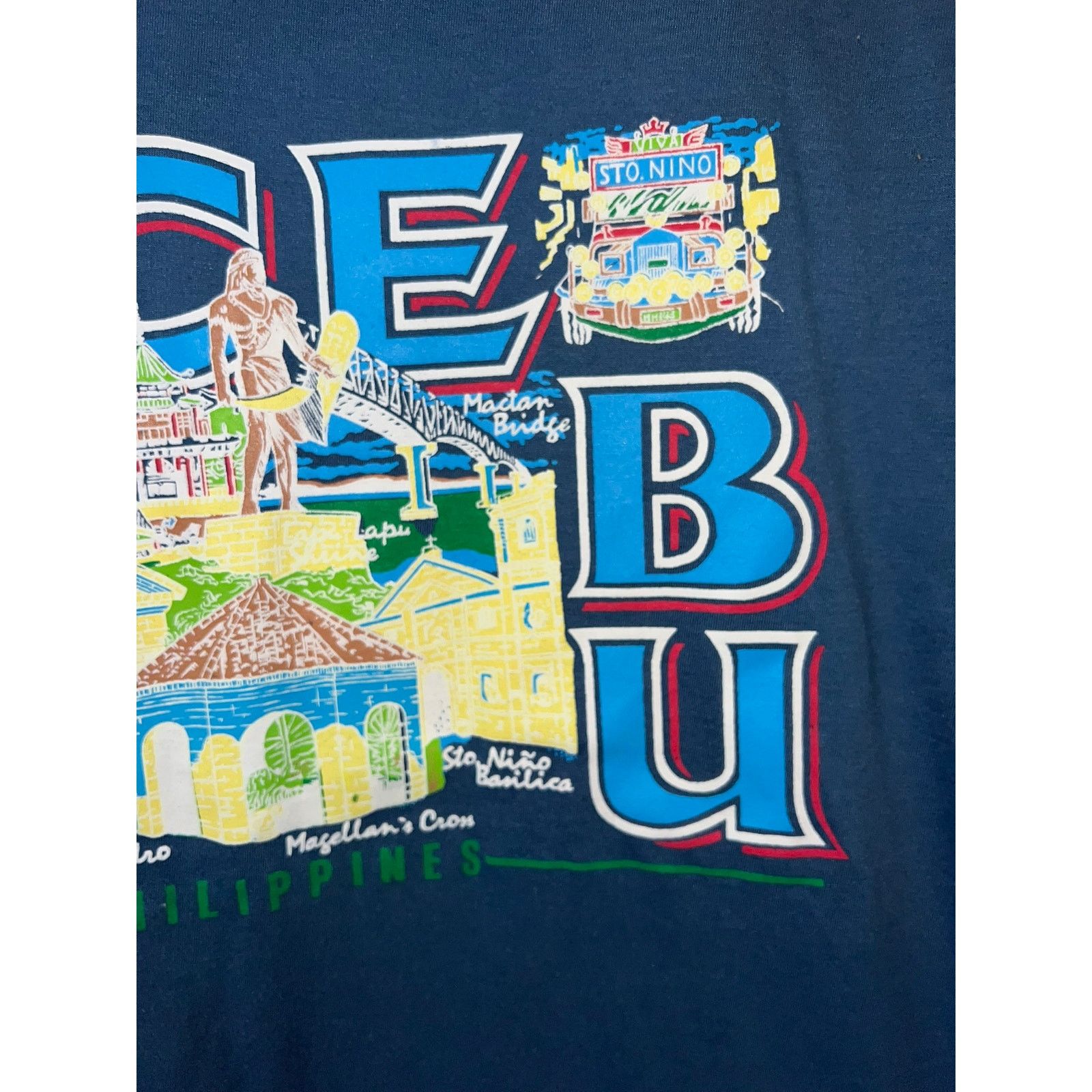 Vintage Vintage Philippines Shirt Cebu Sto. Nino Graphic Blue Tee M Size US M / EU 48-50 / 2 - 5 Thumbnail