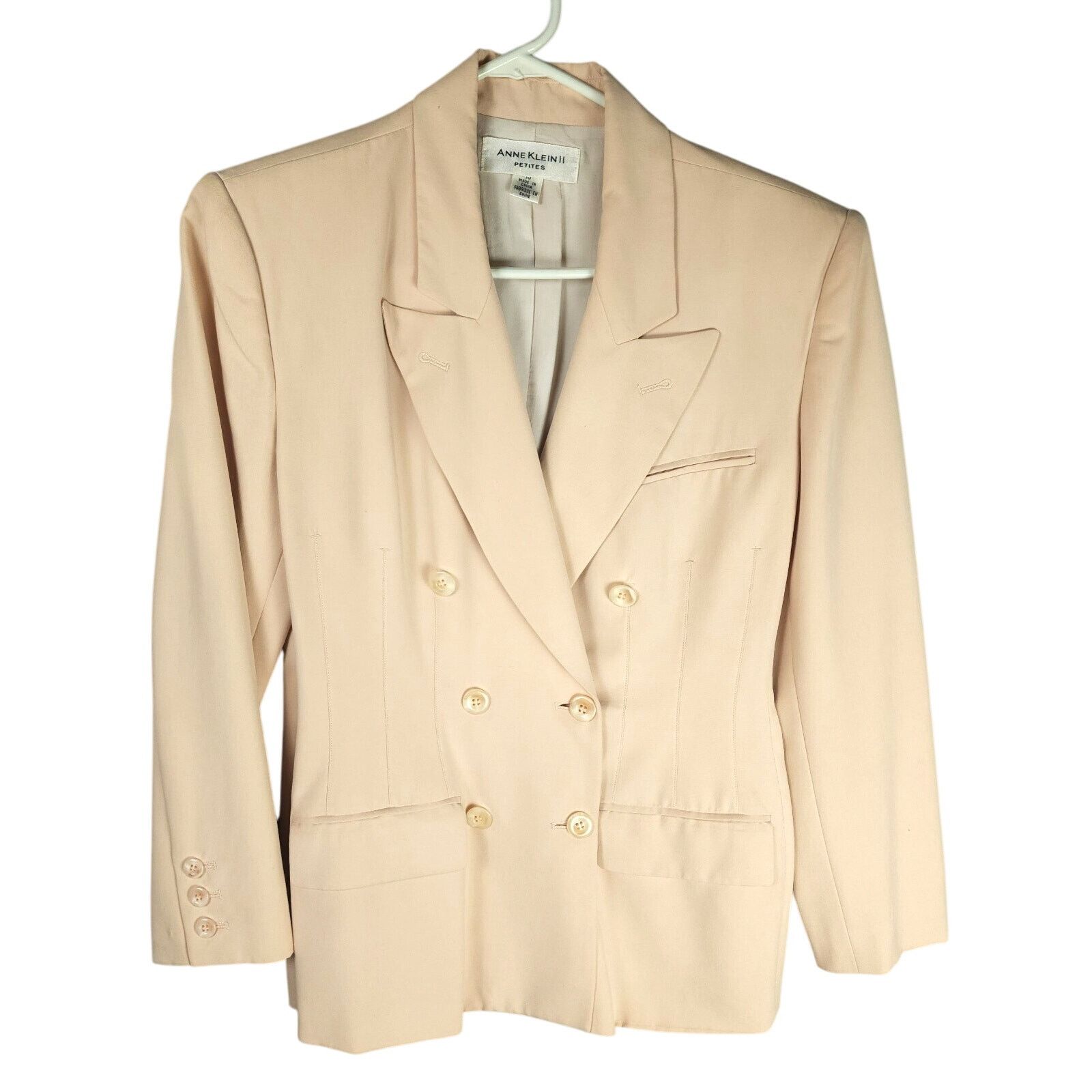 Anne Klein Anne Klein II Petites Blazer 100% Silk - Pink Cream - 10P Size L / US 10 / IT 46 - 1 Thumbnail