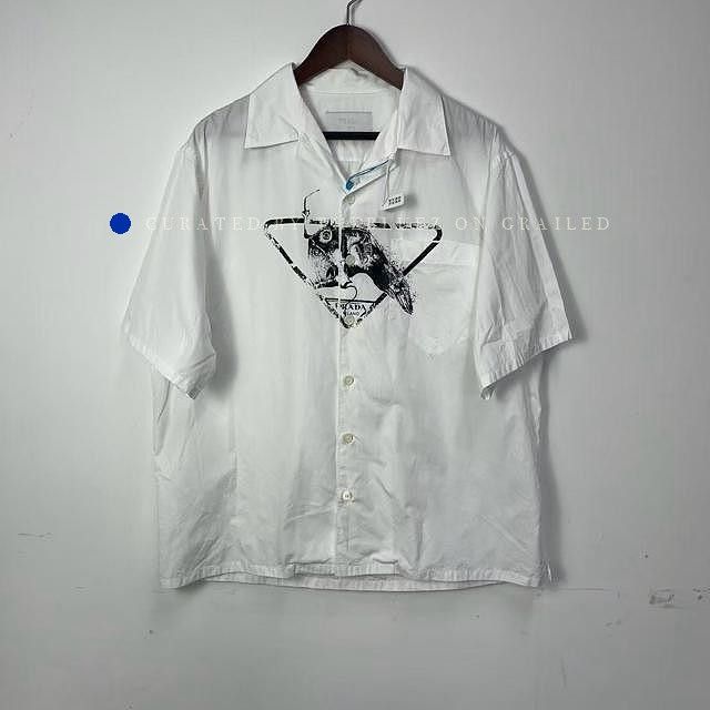 Prada Graphic Print White Button Up Shirt Size US XL / EU 56 / 4 - 1 Thumbnail