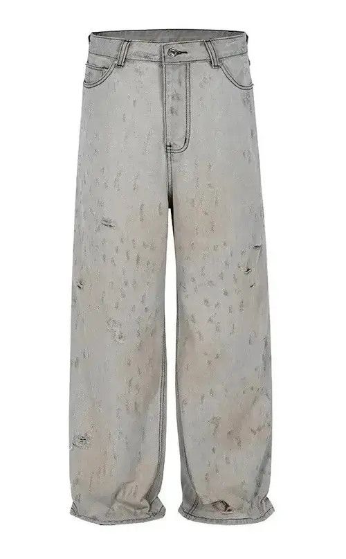 Jean Y2K Unisex Wide Leg Distressed Back Ripped Jeans Size US 30 / EU 46 - 3 Thumbnail
