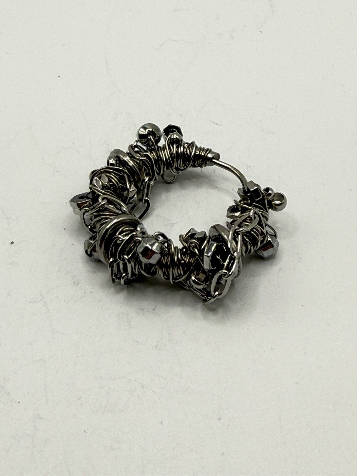 Seditionaries Handmade Mono Earring with Chain biker/goth chrome erd Size ONE SIZE - 1 Thumbnail