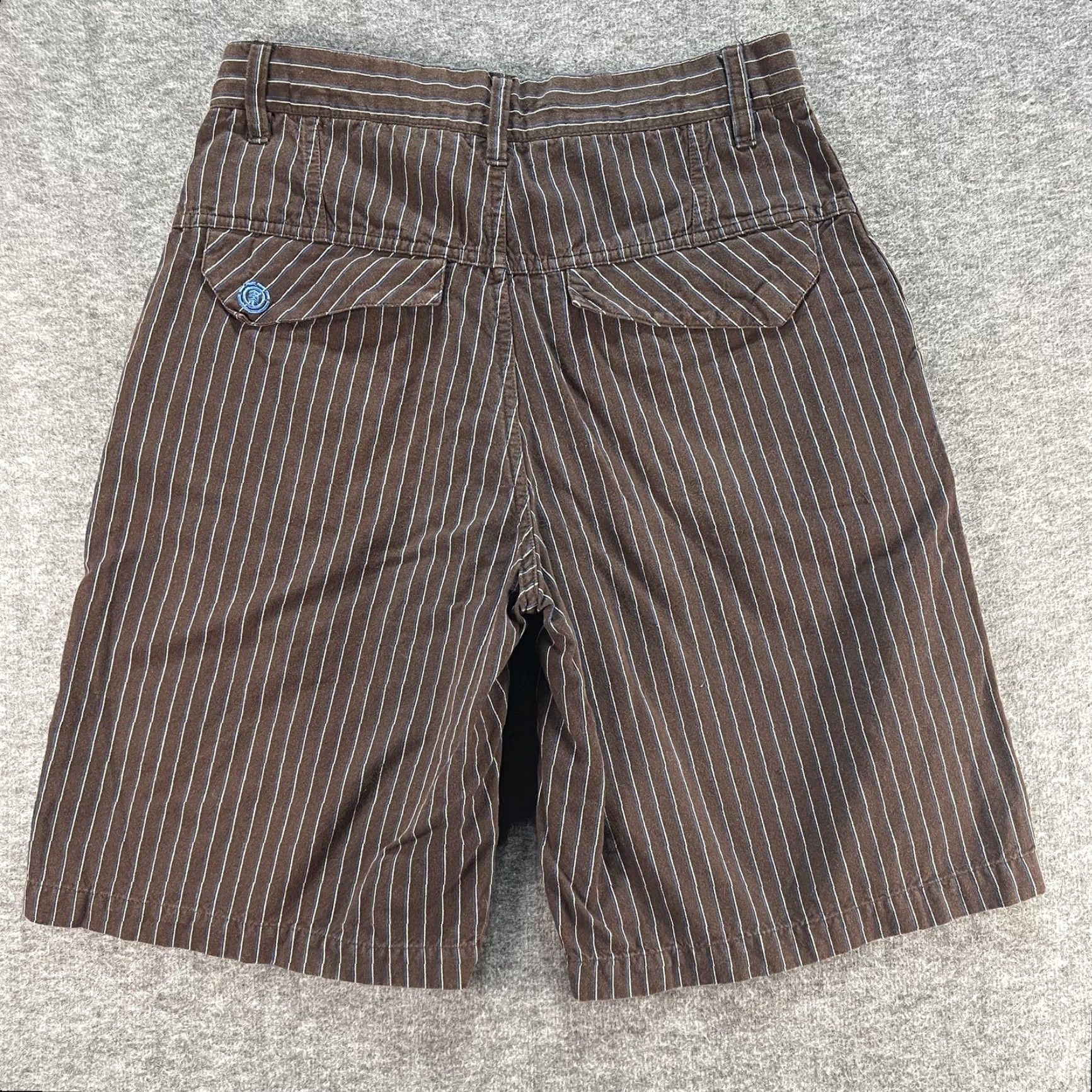Element VINTAGE Element Shorts Mens 29 Brown Pinstripe Chino Flat Front Style M263DAD Size US 29 - 2 Thumbnail