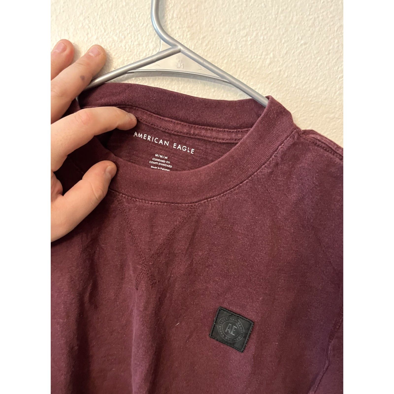 American Eagle Outfitters AMERICAN EAGLE MEN'S Super Soft Maroon Graphic T-Shirt Medium Relaxed Fit Crew Neck Logo All Seasons Size US M / EU 48-50 / 2 - 3 Thumbnail