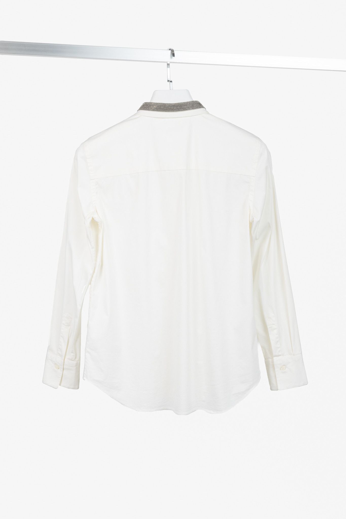 Brunello Cucinelli Brunello Cucinelli SS/17 Cotton Poplin Monili-Collar Shirt Size S / US 4 / IT 40 - 2 Thumbnail
