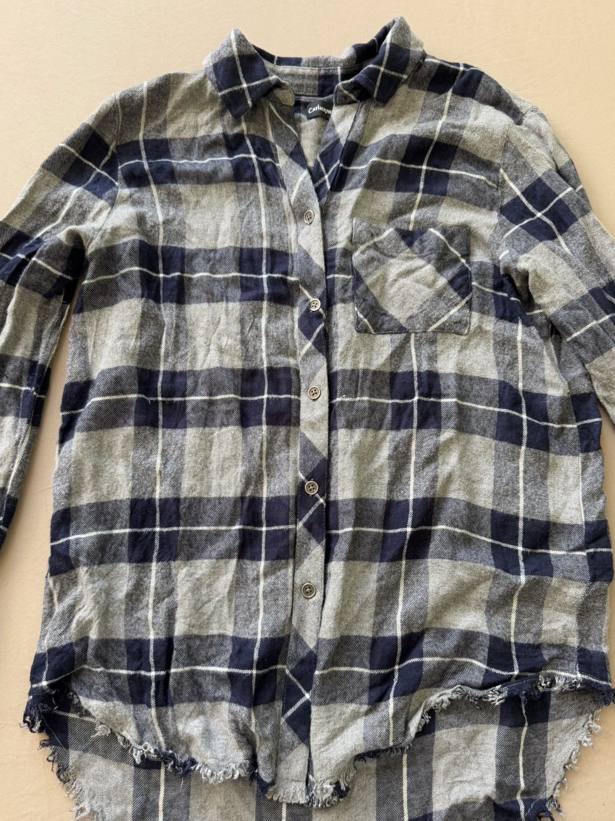 Other Catherine Malandrino Fringed Plaid Flannel Shirt Size S / US 4 / IT 40 - 5 Thumbnail