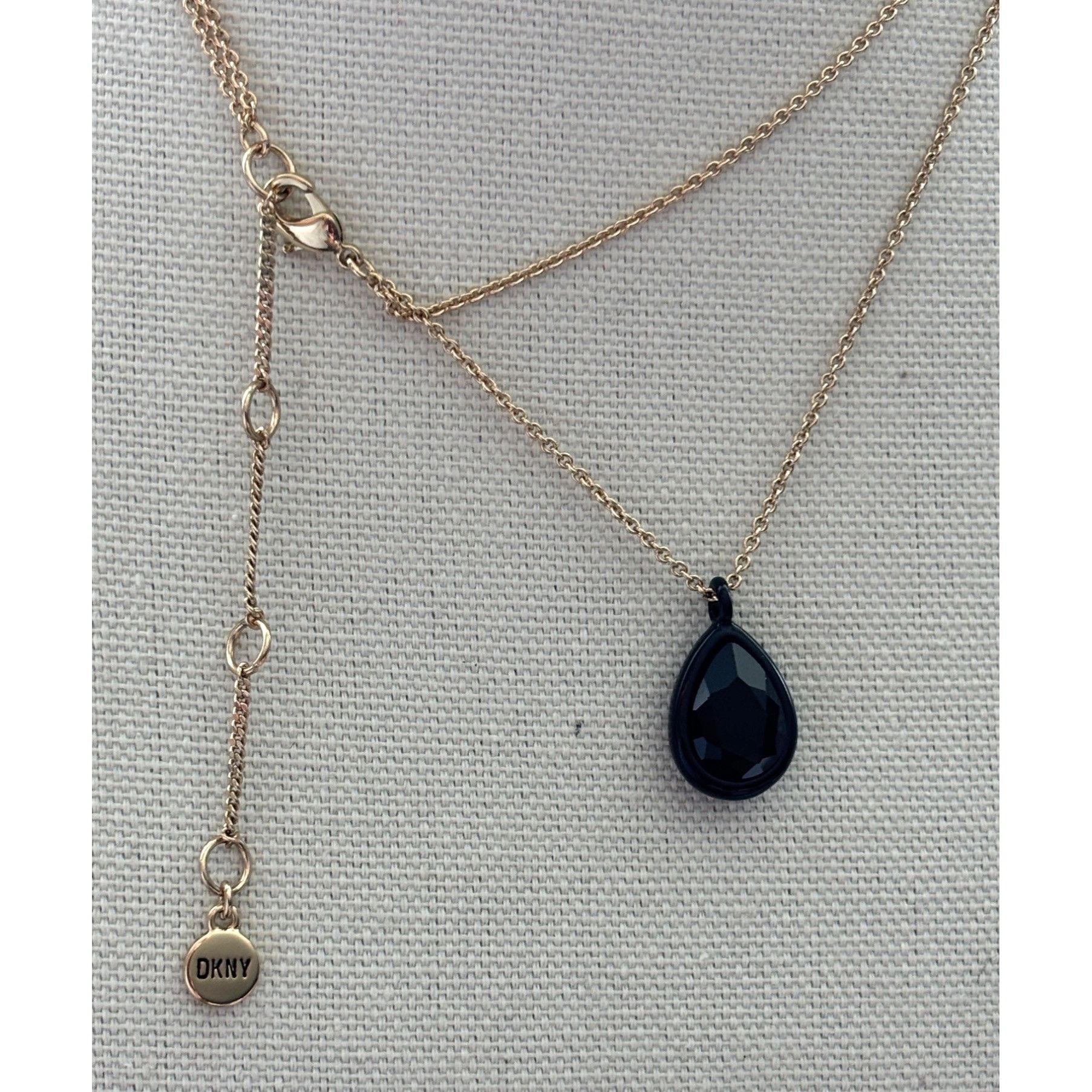 DKNY DKNY Gold-Tone Layered Chain Necklace With Black Teardrop & Size ONE SIZE - 8 Thumbnail