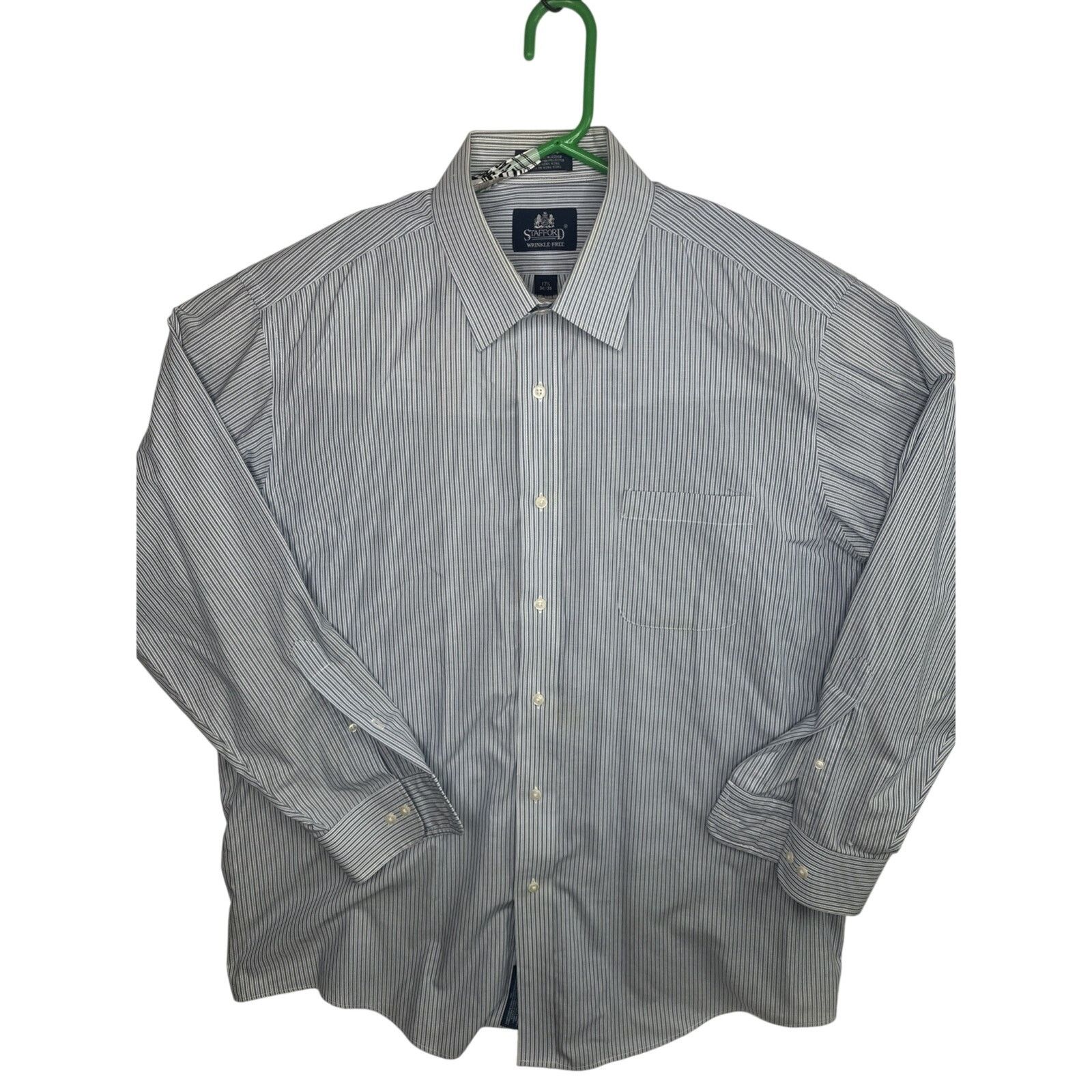 stafford wrinkle free dress shirt Stafford Wrinkle Free Men's Sz 15.5 32-33 White Striped Long Sleeve Dress  Shirt