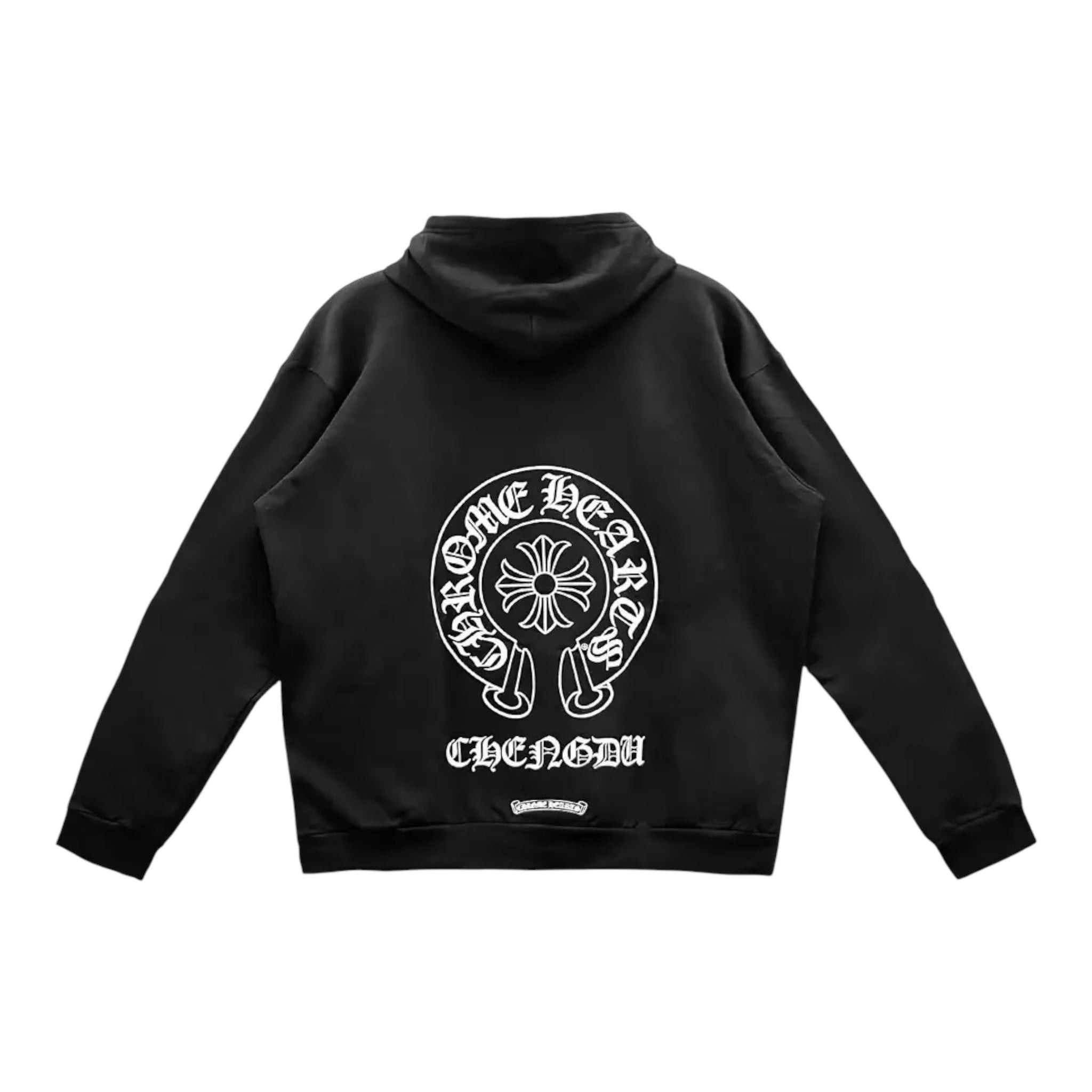 Chrome Hearts Vertical Logo Zip Up Hooded Sweatshirt Black
