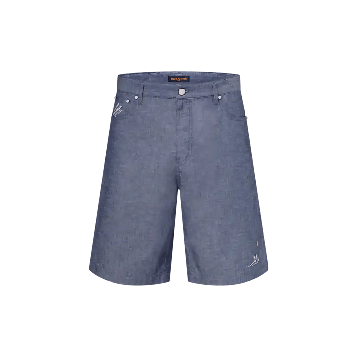 Embroidered Chambray Shorts