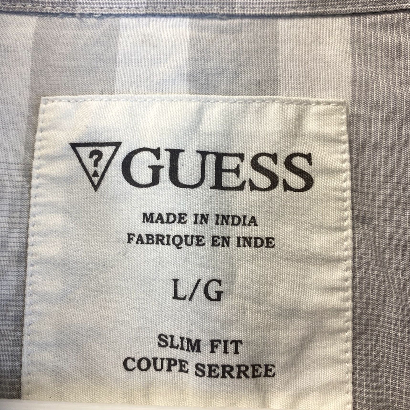 Guess Guess Men's Long Sleeve Dress Shirt L Gray Cotton Check Western 100% Cotton Button-Up Size 42R - 5 Thumbnail
