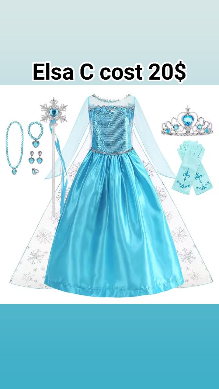 Disney Disney Frozen Elsa Snow Queen Princess Dress Halloween Kids Size ONE SIZE - 3 Thumbnail