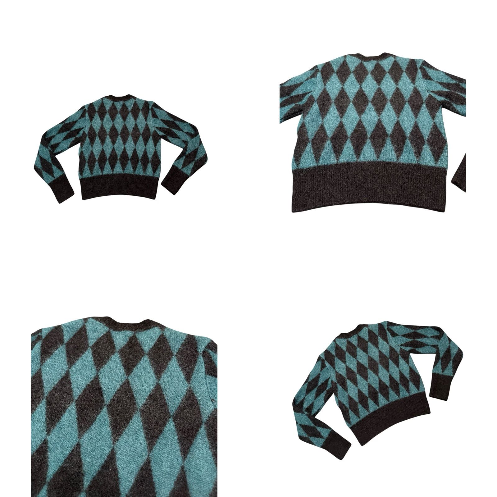 Vintage AMI Paris Alexandre Mattiussi Jumper M Teal Black Diamond Print Mohair Blend Womens Size M / US 6-8 / IT 42-44 - 9 Thumbnail