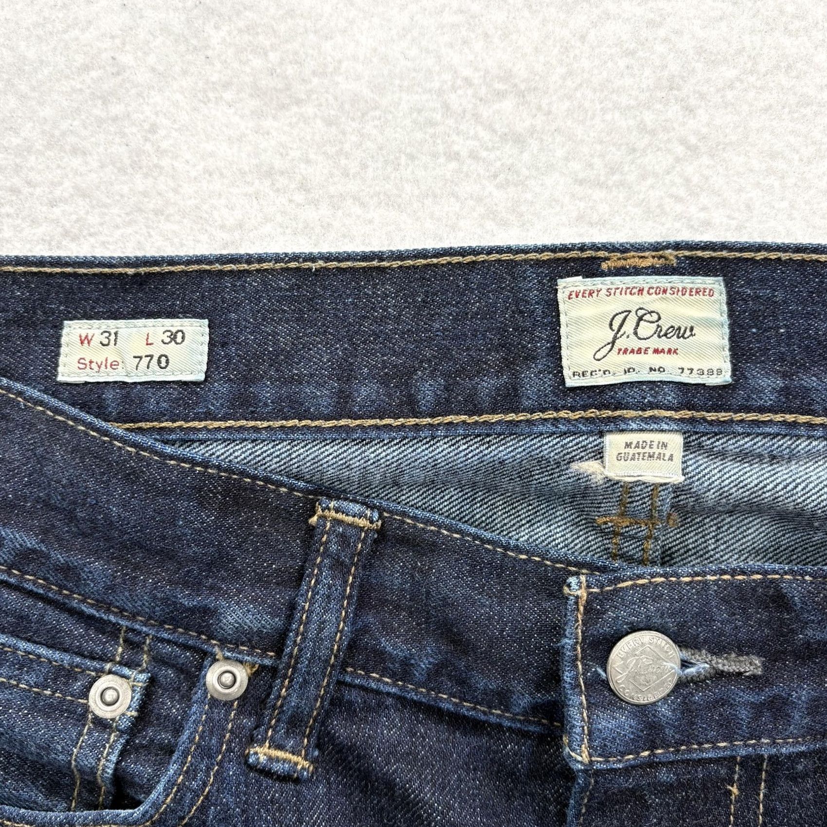 J.Crew J.Crew 770 Jeans Mens 31x30 Blue Dark Wash Straight Denim 100% Cotton Preppy - Jeans - Mens - 31x30 - Blue - Dark Wash - Preppy - 770 - Regular Fit Size US 31 - 5 Thumbnail