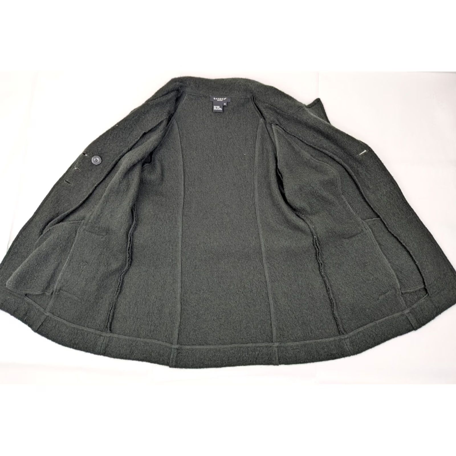 Sandro Sandro Coat Womens S Green Wool Flare Sleeve Belted Double Breast Button Cardigan Women Size S / US 4 / IT 40 - 5 Thumbnail