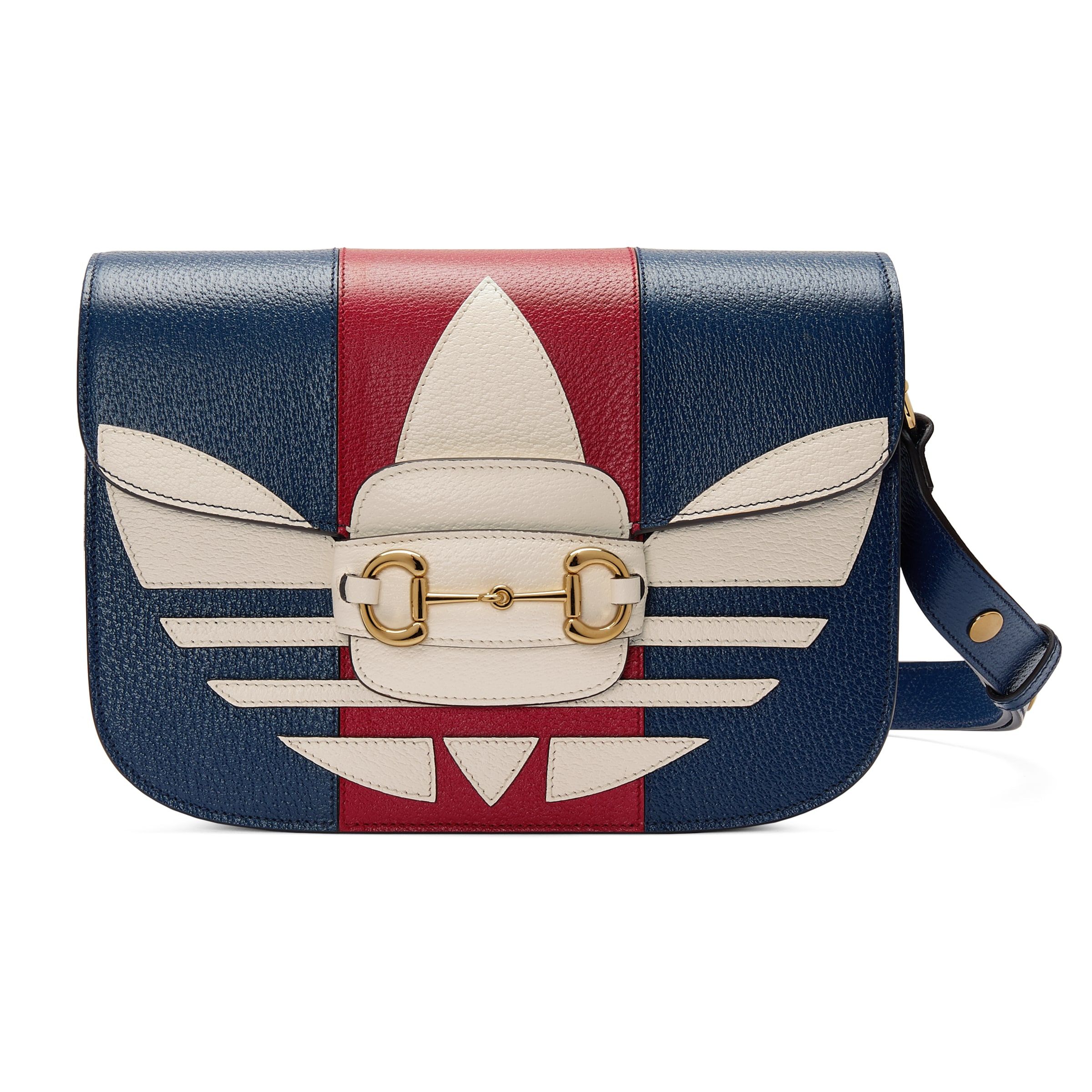Gucci Gucci adidas Horsebit 1955 Bag Blue Red Leather Trefoil Size ONE SIZE - 1 Thumbnail