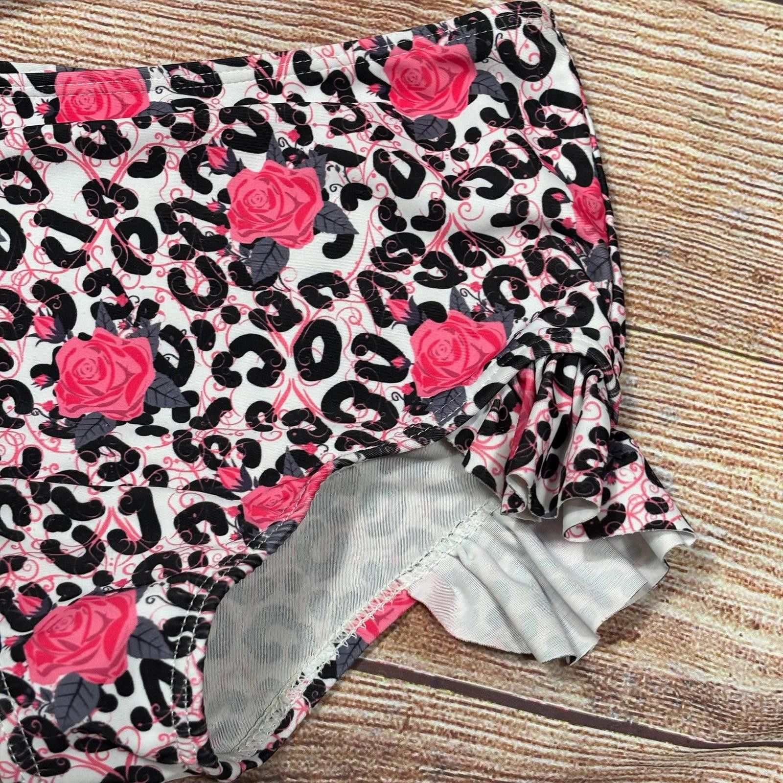 Other Ruffle Girl Size 7 Leopard Rose Print Two-Piece Swimsuit Size ONE SIZE - 4 Thumbnail