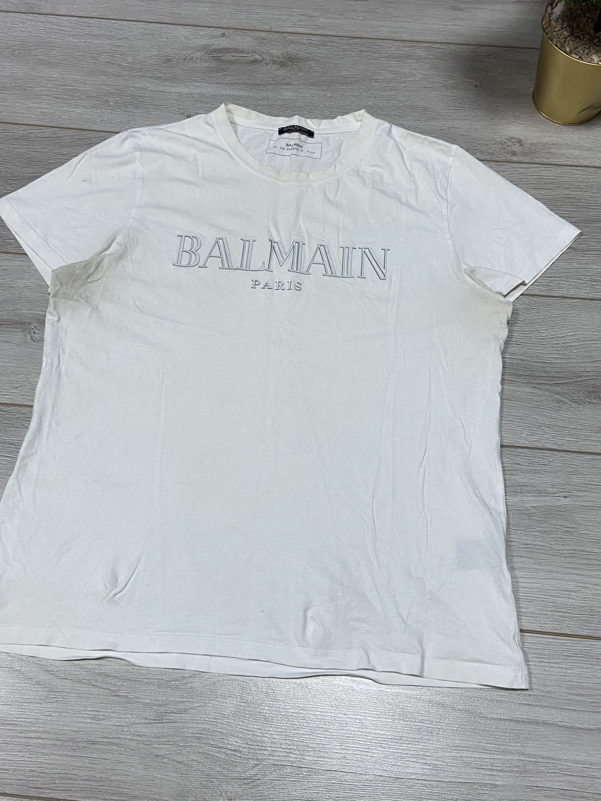 Balmain Balmain big logo spell out distressed tee t-shirt Size US XL / EU 56 / 4 - 3 Thumbnail