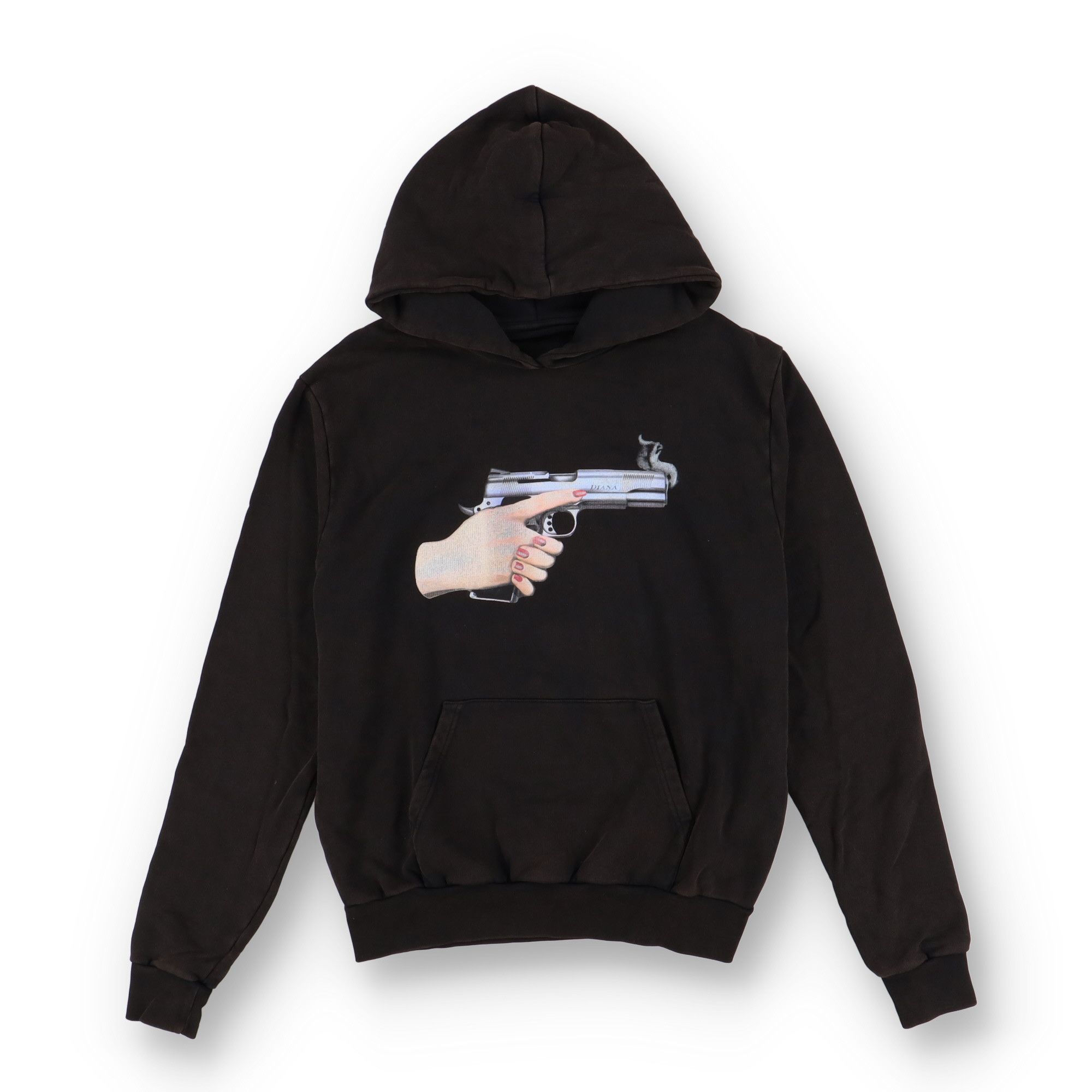 Off-White Aged Black Diana Gun Diagonals Oversized Hoodie Size US S / EU 44-46 / 1 - 1 Thumbnail