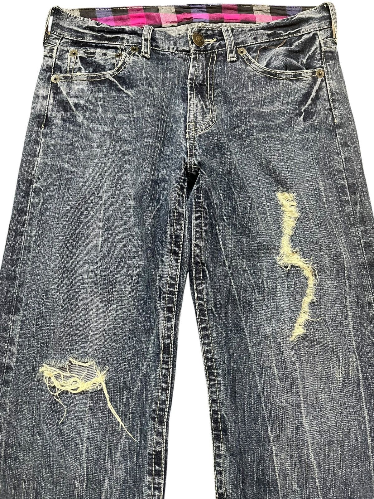 If Six Was Nine Vintage Japanese Brand Whiskers Grunge Distressed Denim Size US 31 - 2 Thumbnail