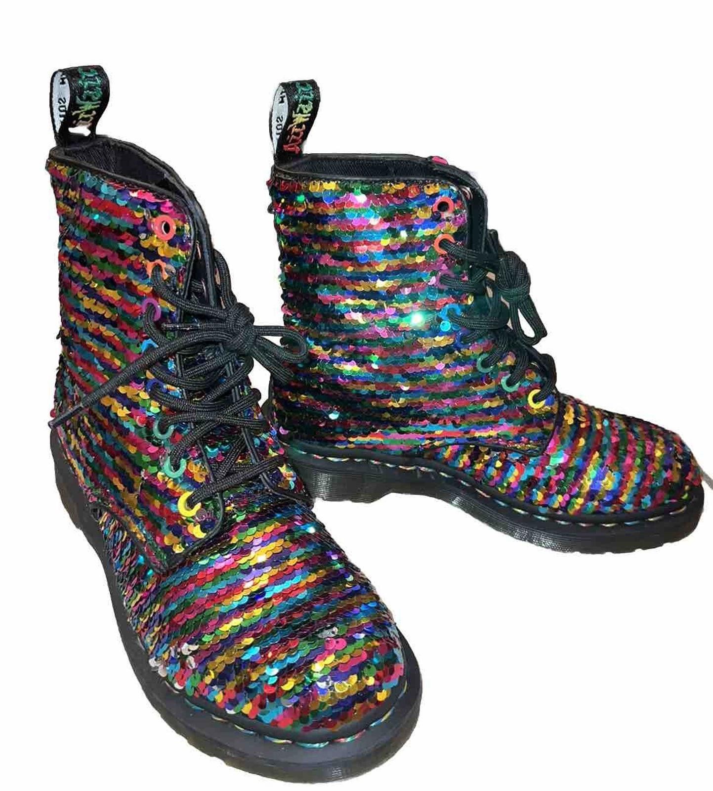 Dr. Martens NEW Dr Martens 1460 Pascal Rainbow Silver Sequin Boots US 6 Size US 6 / IT 36 - 1 Thumbnail