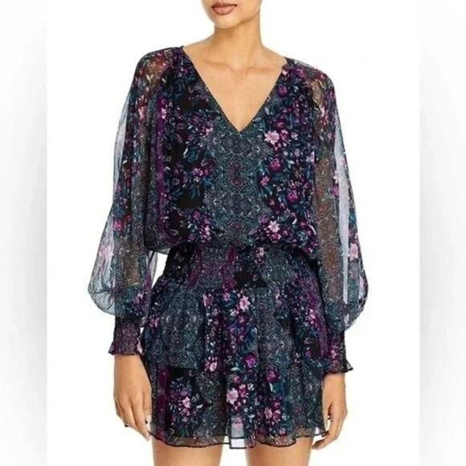 Ramy Brook Ramy Brook Womens Silk Puff Sleeve Logan Mini Dress Medium Size M / US 6-8 / IT 42-44 - 1 Thumbnail