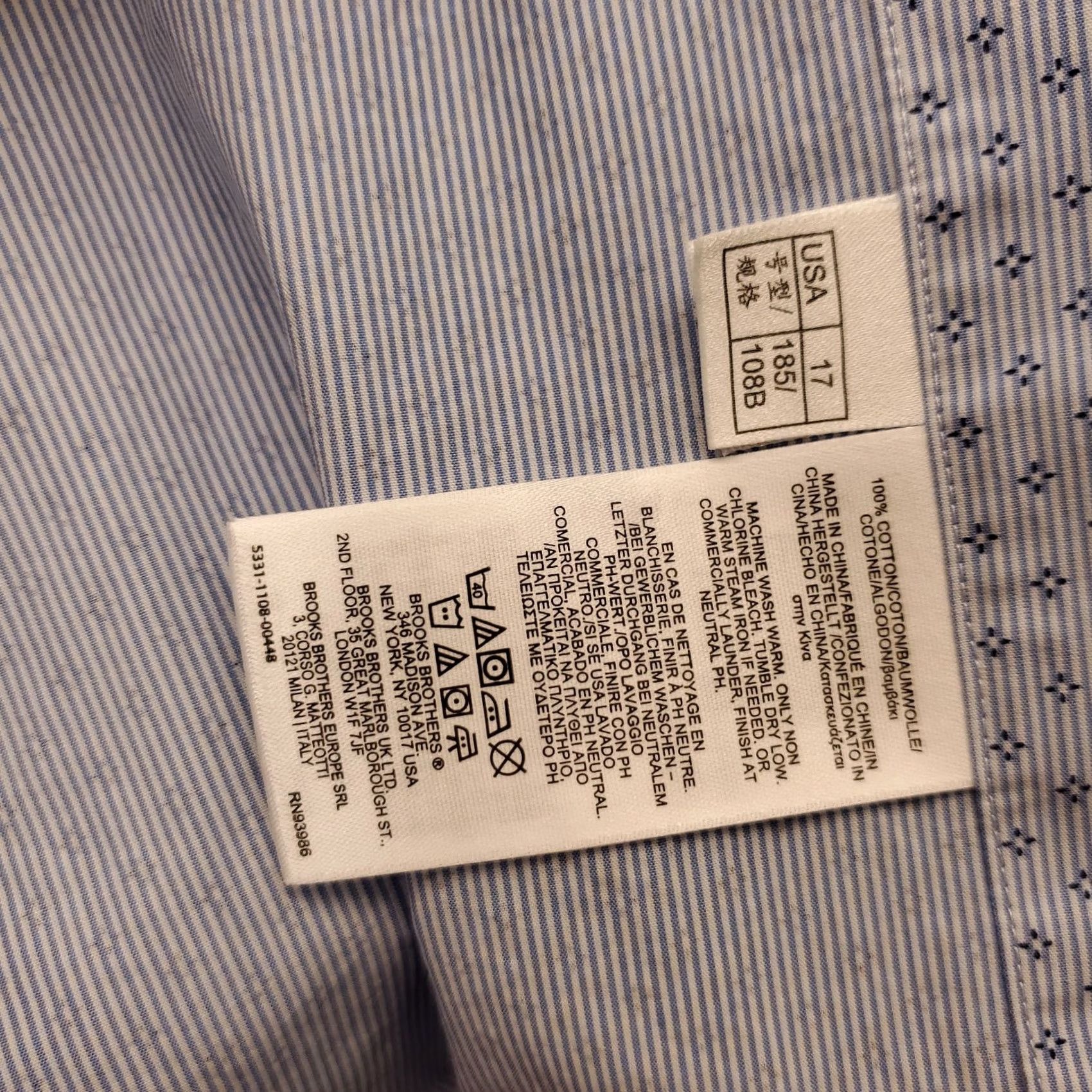 Brooks Brothers Brooks Brothers Mens Dress Shirt 17 Geometric Button-Down Silk? No, 100% Cotton Multicolor Button Down EUC Size 46R - 7 Thumbnail