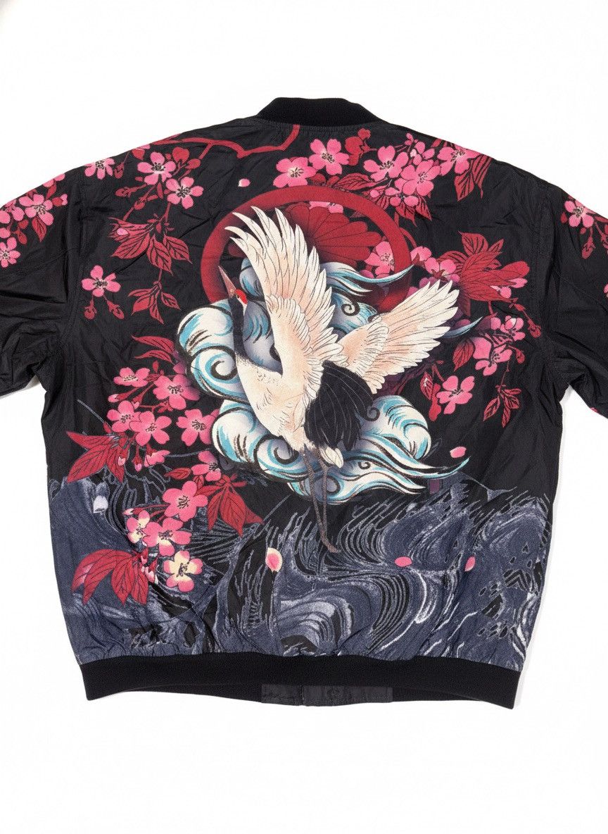 Japanese Brand Soinku "Red-Crowned Crane" Sukajan Print Bomber Jacket Size US L / EU 52-54 / 3 - 9 Thumbnail