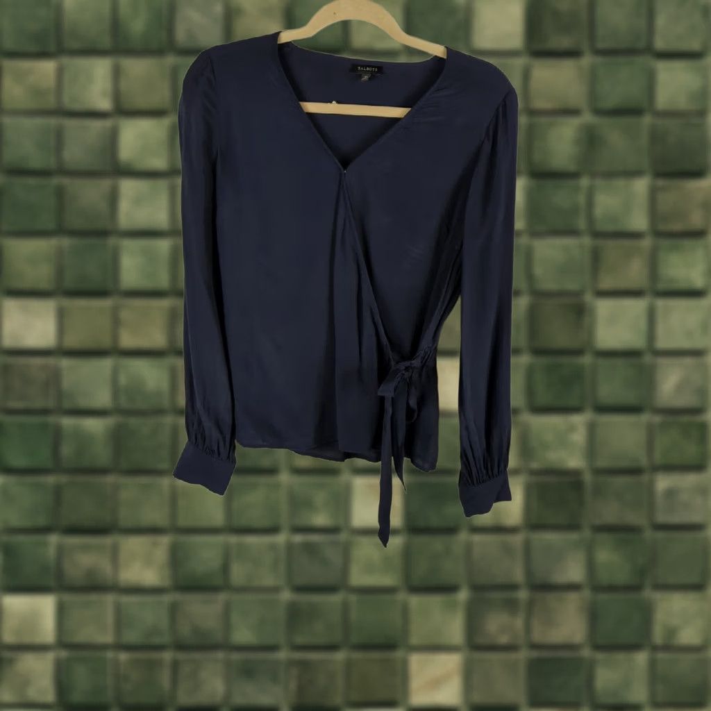 Talbots Talbots Women Blouse XS Navy Blue Wrap career Size XS / US 0-2 / IT 36-38 - 1 Thumbnail