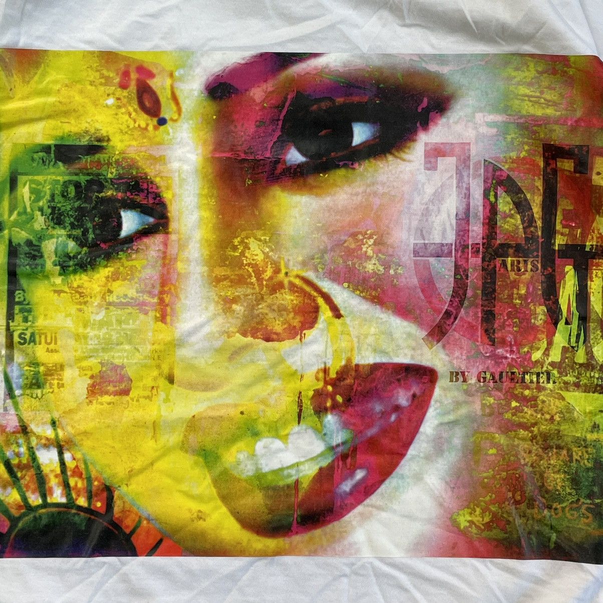 Jean Paul Gaultier × Vintage Jean Paul Gaultier 90s Cyberpunk Face Print Y2K JPG T Shirt Size S / US 4 / IT 40 - 5 Thumbnail