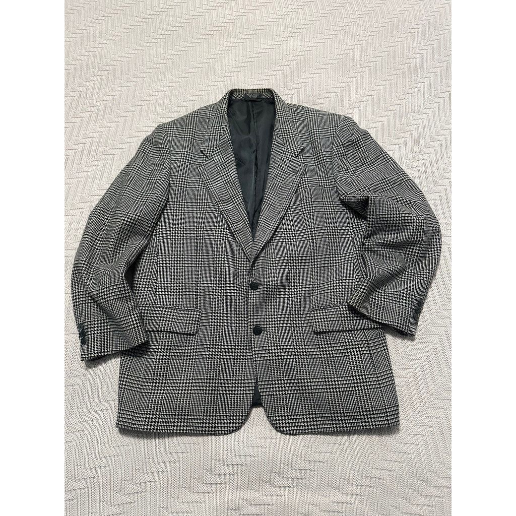 Vintage Vintage Corragio black glen check cashmere two button blazer Size 44R - 1 Thumbnail