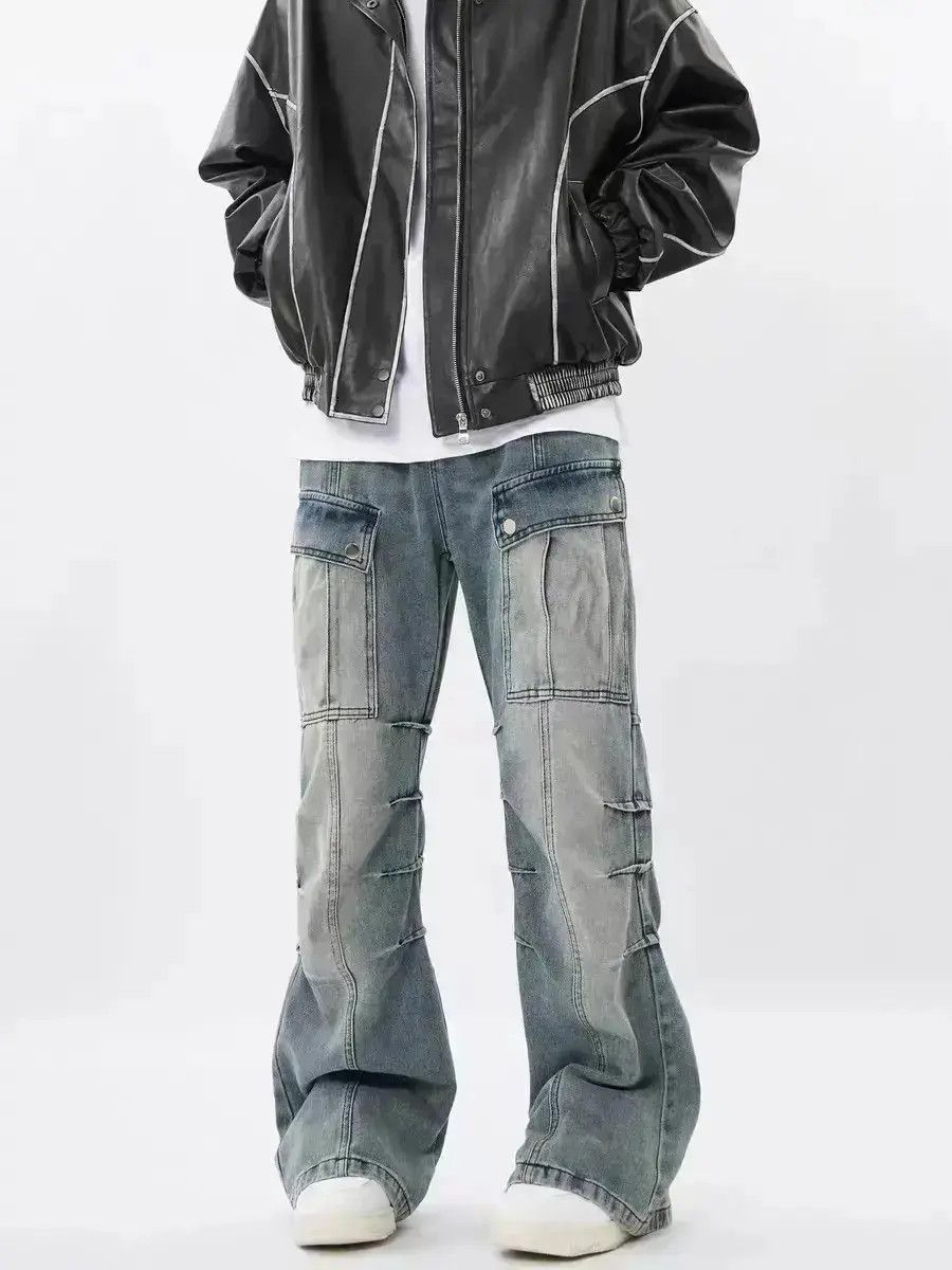 Japanese Brand Retro Heavy Duty Washed Multi-Pocket Cargo Jeans Size US 32 / EU 48 - 2 Thumbnail