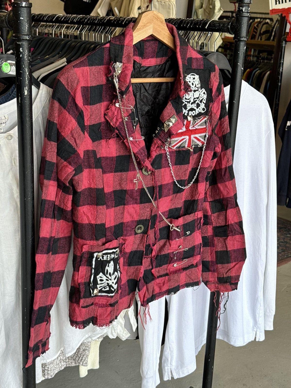 Japanese Brand Sex Pot Revenge Punk Chains Pins Riot Poem Blazer Jacket Size US S / EU 44-46 / 1 - 2 Thumbnail