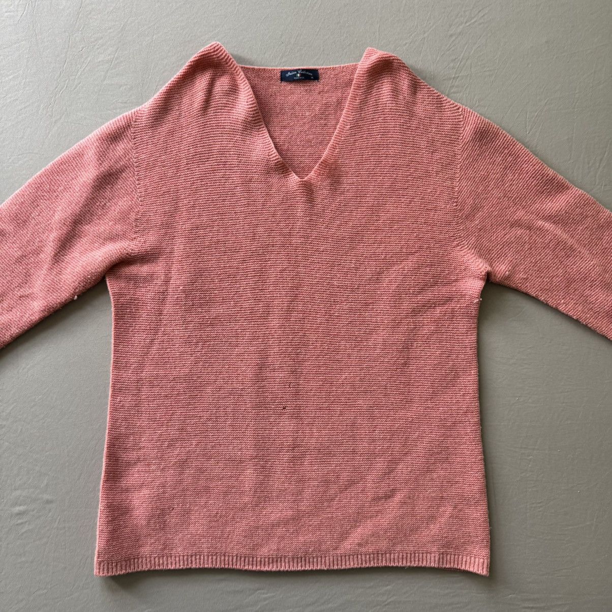 Other Italian Collection Garter-Stitch V-Neck Sweater Size XL / US 12-14 / IT 48-50 - 3 Thumbnail