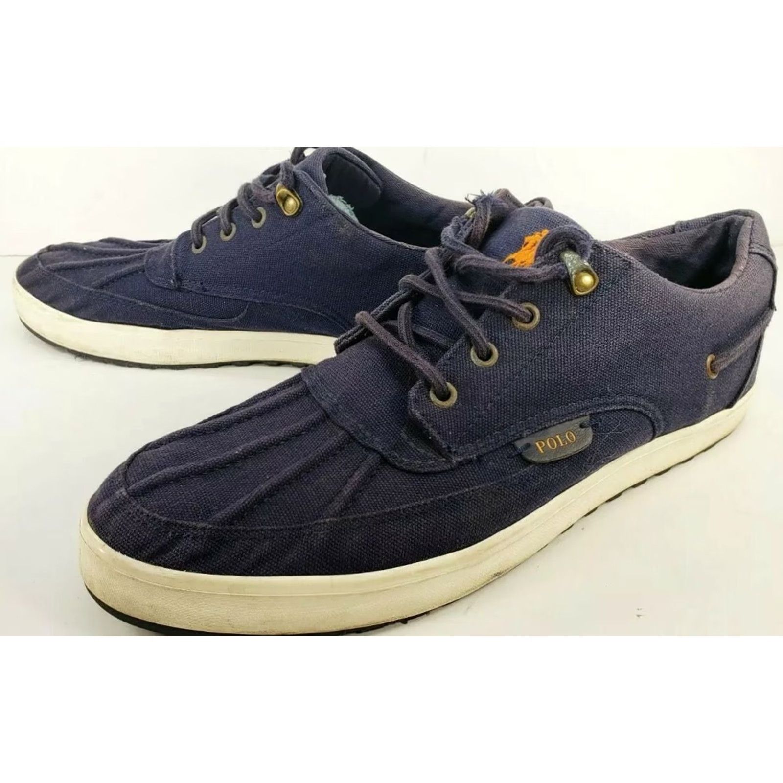 Polo Ralph Lauren Polo Ralph Lauren Ramiro Canvas Sneaker Shoes 12D Navy Blue Lace Up Men Casual Boat Shoe Dock Sneaker Size US L / EU 52-54 / 3 - 4 Thumbnail