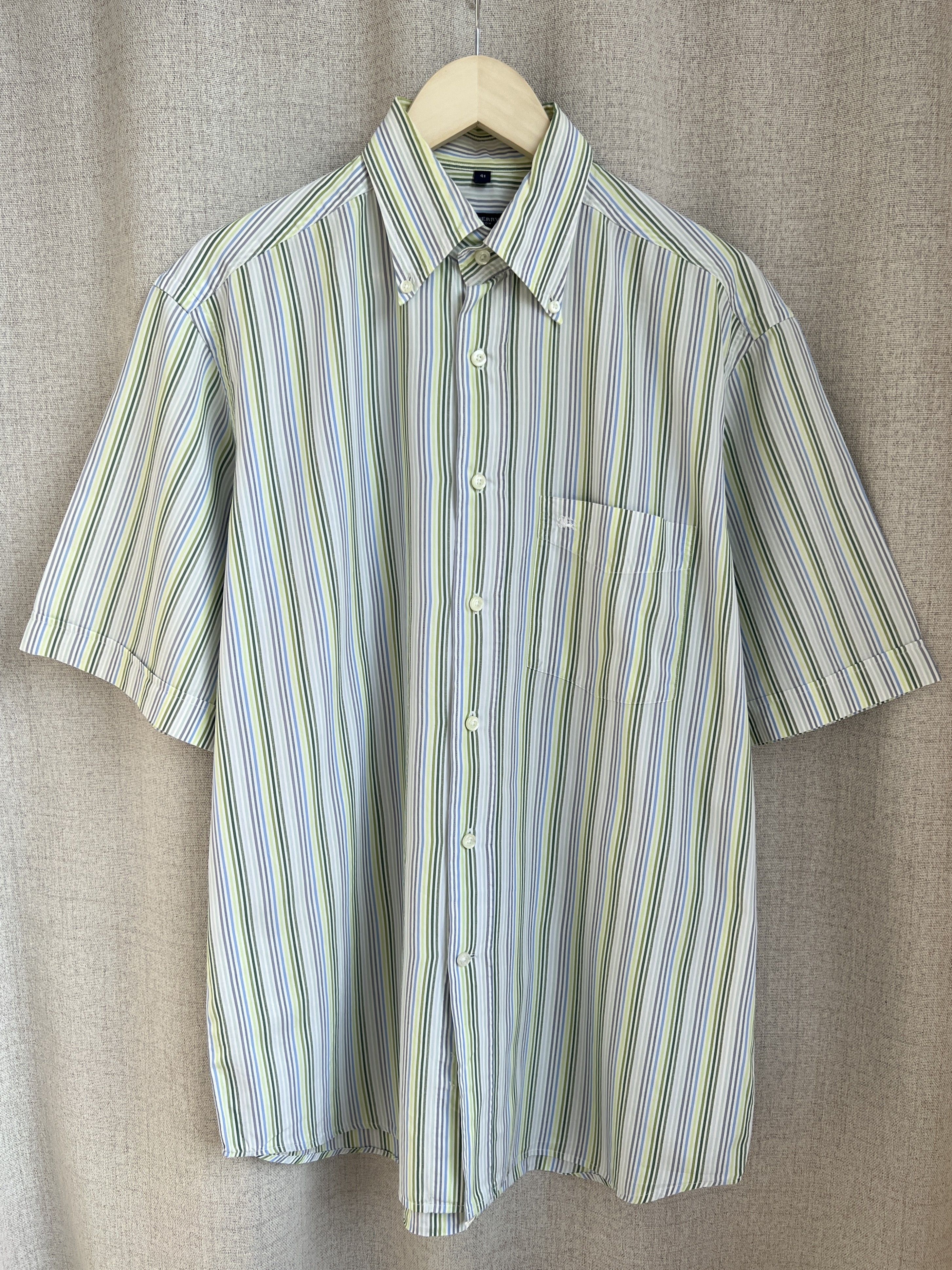 Burberry Vintage Burberry Pocket Logo Striped Button Up Shirt Size US L / EU 52-54 / 3 - 1 Thumbnail