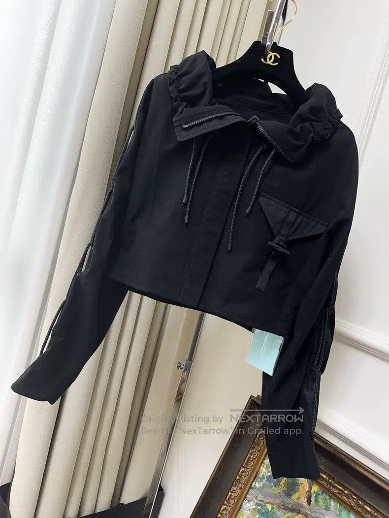 Hermes Hermes Black Short Drawstring Hooded Jacket Size XXS / US 00 / IT 34 - 1 Thumbnail