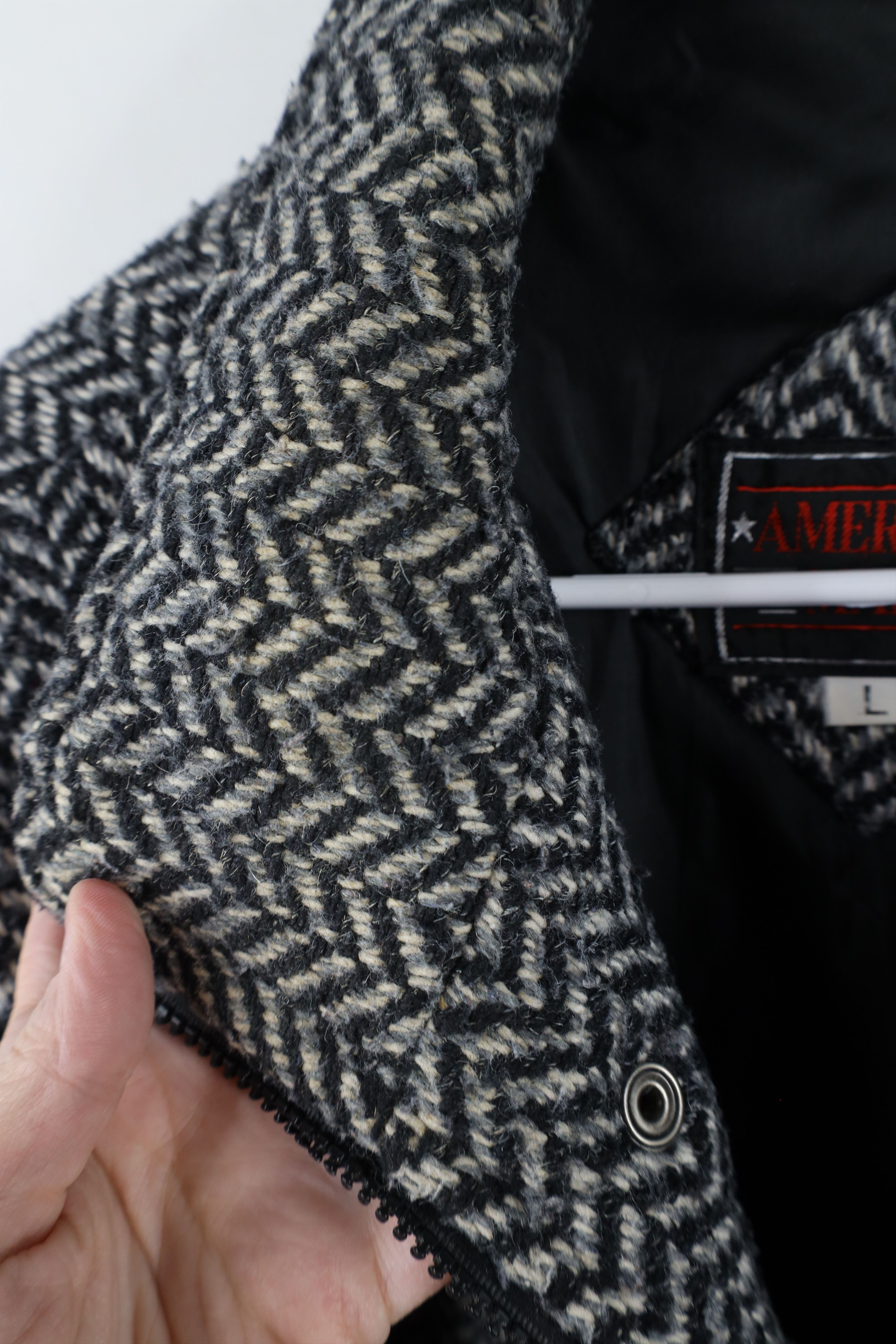 Vintage Vintage 90s Streetwear Blend Herringbone Tweed Bomber Jacket Size US L / EU 52-54 / 3 - 5 Thumbnail