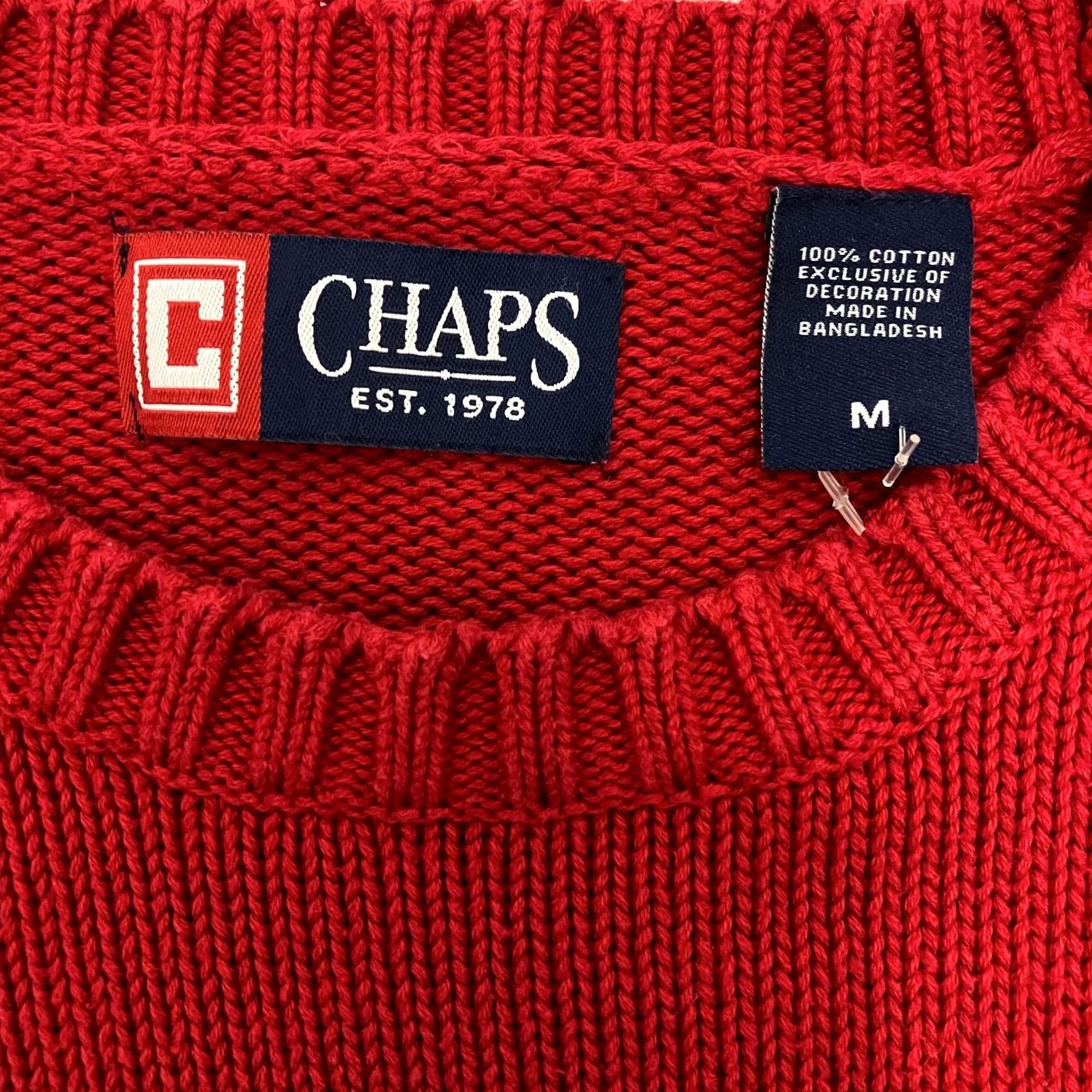 Chaps Chaps Jumper Mens M Red Crew Neck Cotton Knit Sweater Size US M / EU 48-50 / 2 - 5 Thumbnail