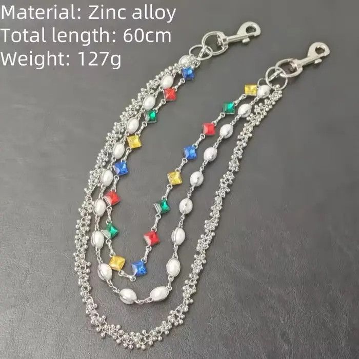 Jewelry Rhinestone Three Layers Pearl Pants Chain Waist Chain Size ONE SIZE - 6 Thumbnail