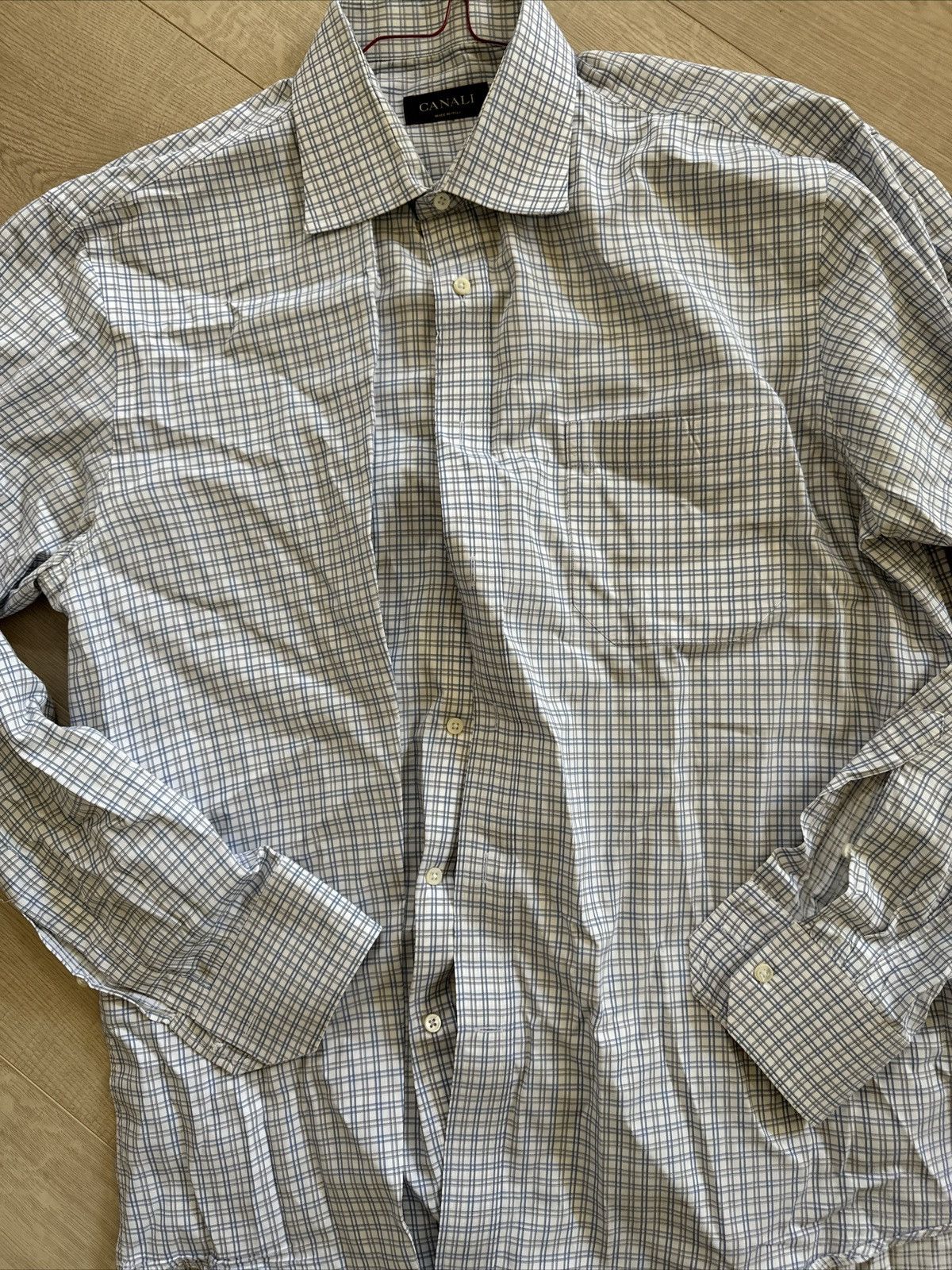 Canali Canali Blue Button Up Long Sleeve Italia Large 17.5/44 Neck Size US L / EU 52-54 / 3 - 2 Thumbnail