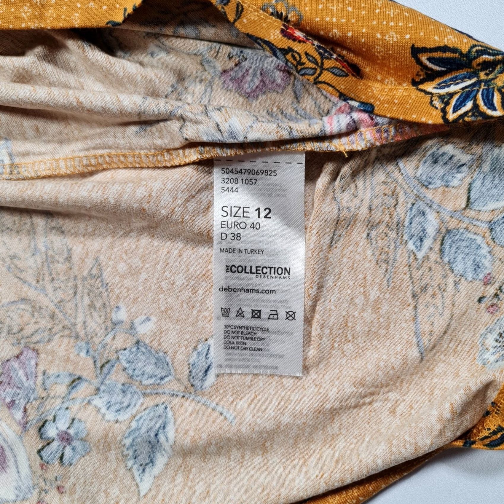 Vintage Debenhams Womens T Shirt Dress Yellow 12 UK Floral Short Sleeve Casual Holiday Flower Jersey Size XL / US 12-14 / IT 48-50 - 6 Thumbnail