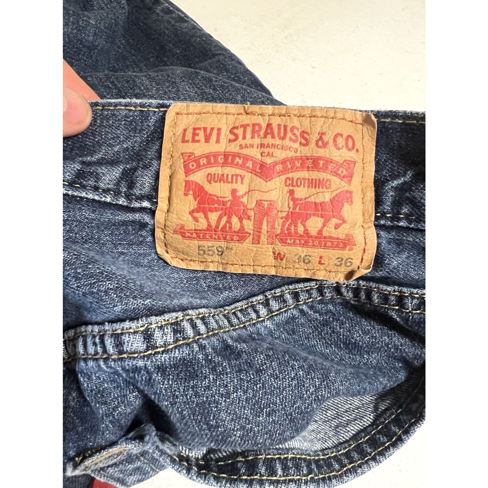 Levi's Levi's 559 Jeans - Denim, Straight, Relaxed Fit, 35x30 - Blue, Cotton, Regular, Men Size US 35 - 3 Thumbnail