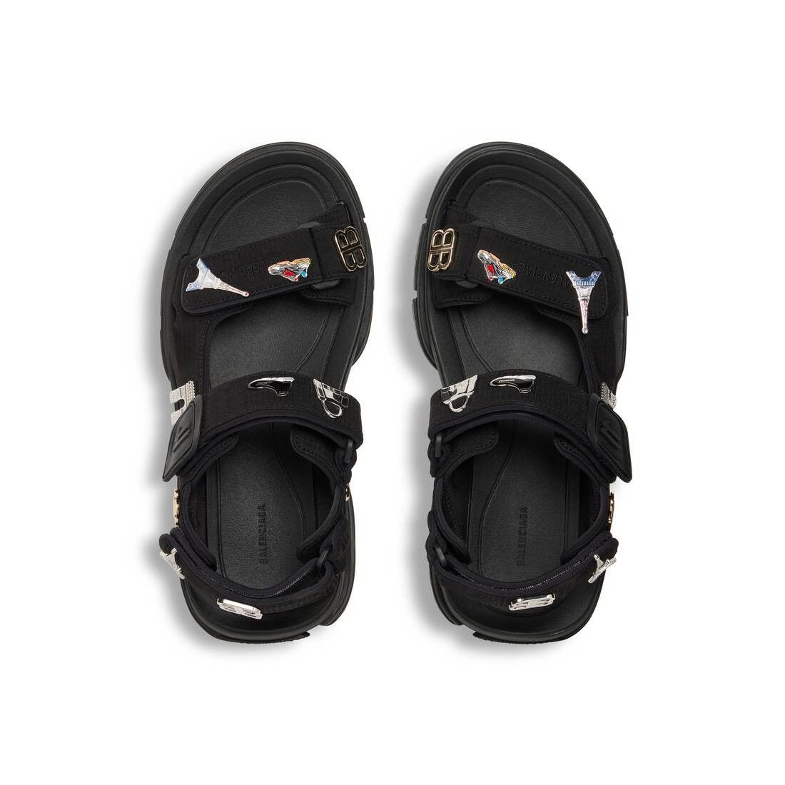 Balenciaga o1srvl11e0625 Tourist Sandals With Pins in Black Size US 7 / EU 40 - 6 Thumbnail
