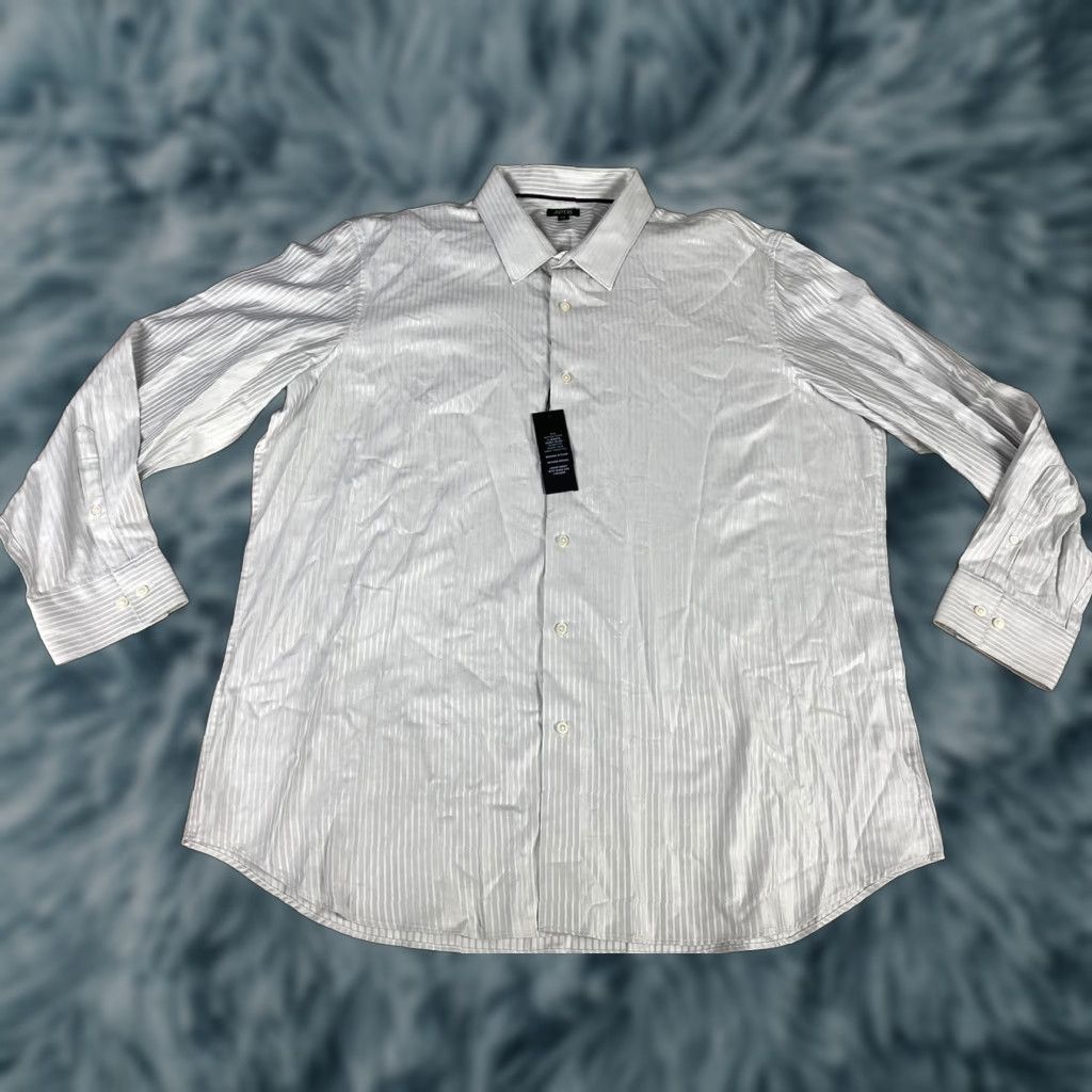 Apt. 9 Apt 9 Night Out Dress Shirt Button Down Brand New Mens 2XL XXL Gray Stripes Size 48R - 1 Thumbnail