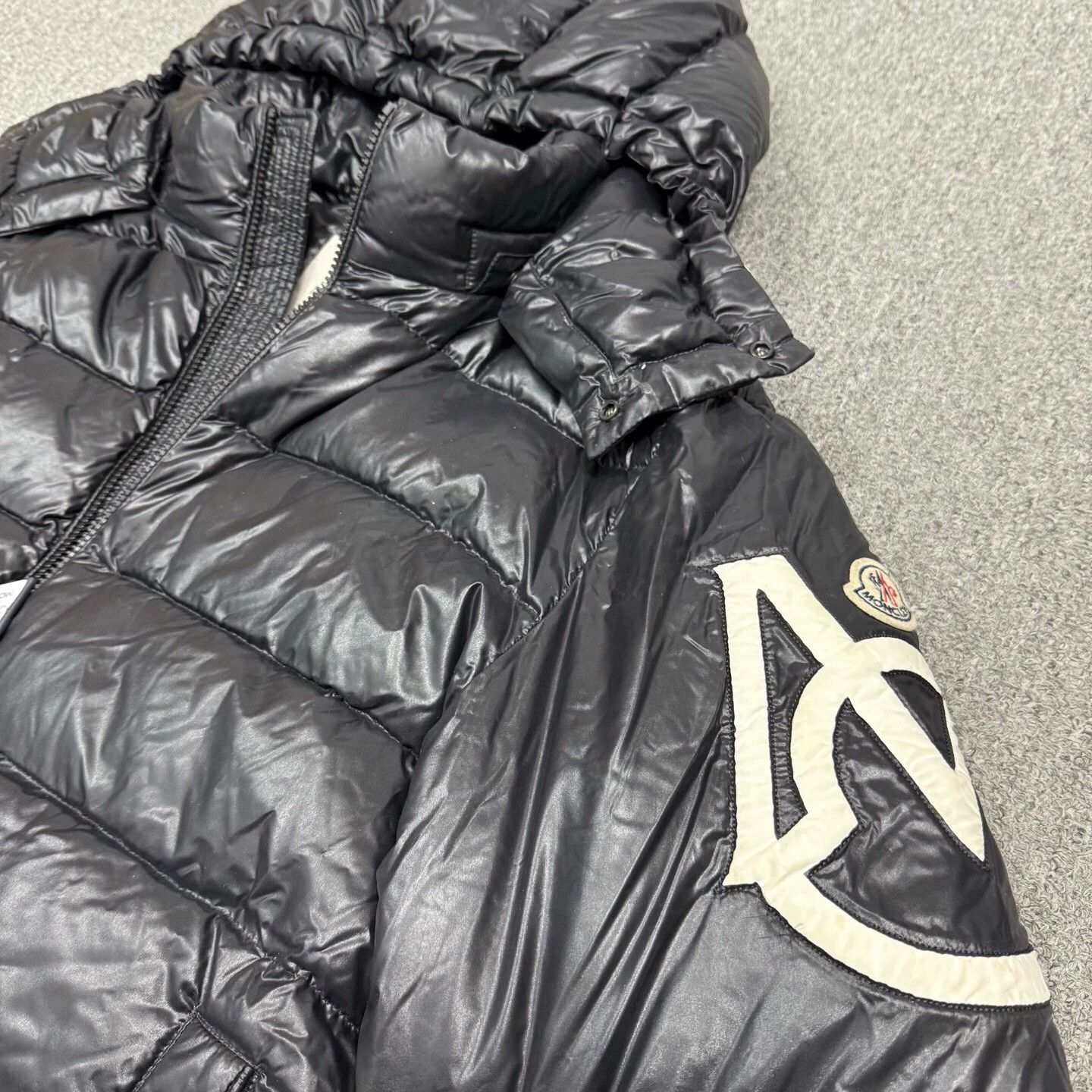 Moncler Moncler Saulx Black Shiny Logo Hooded Down Coat 6 Size XXL / US 16-18 / IT 52-54 - 3 Thumbnail