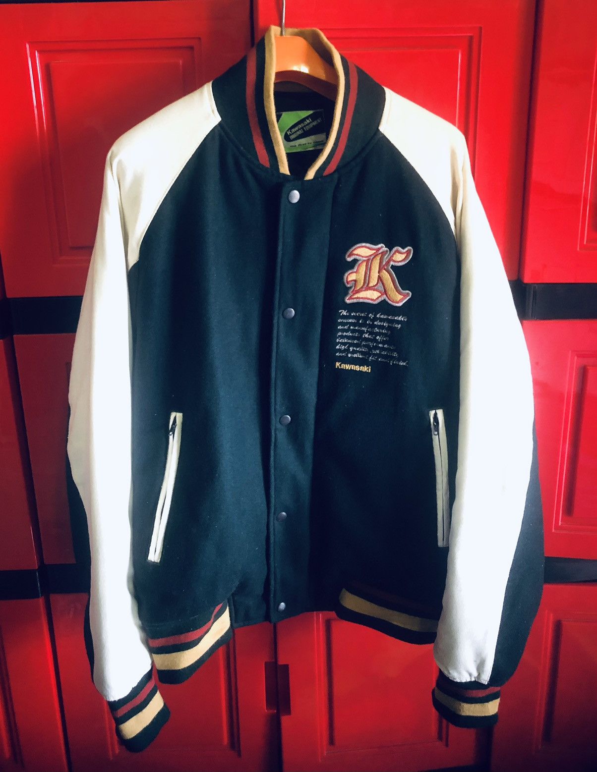 Japanese Brand × Vintage Vintage Kawasaki Varsity Jacket Size US L / EU 52-54 / 3 - 1 Thumbnail