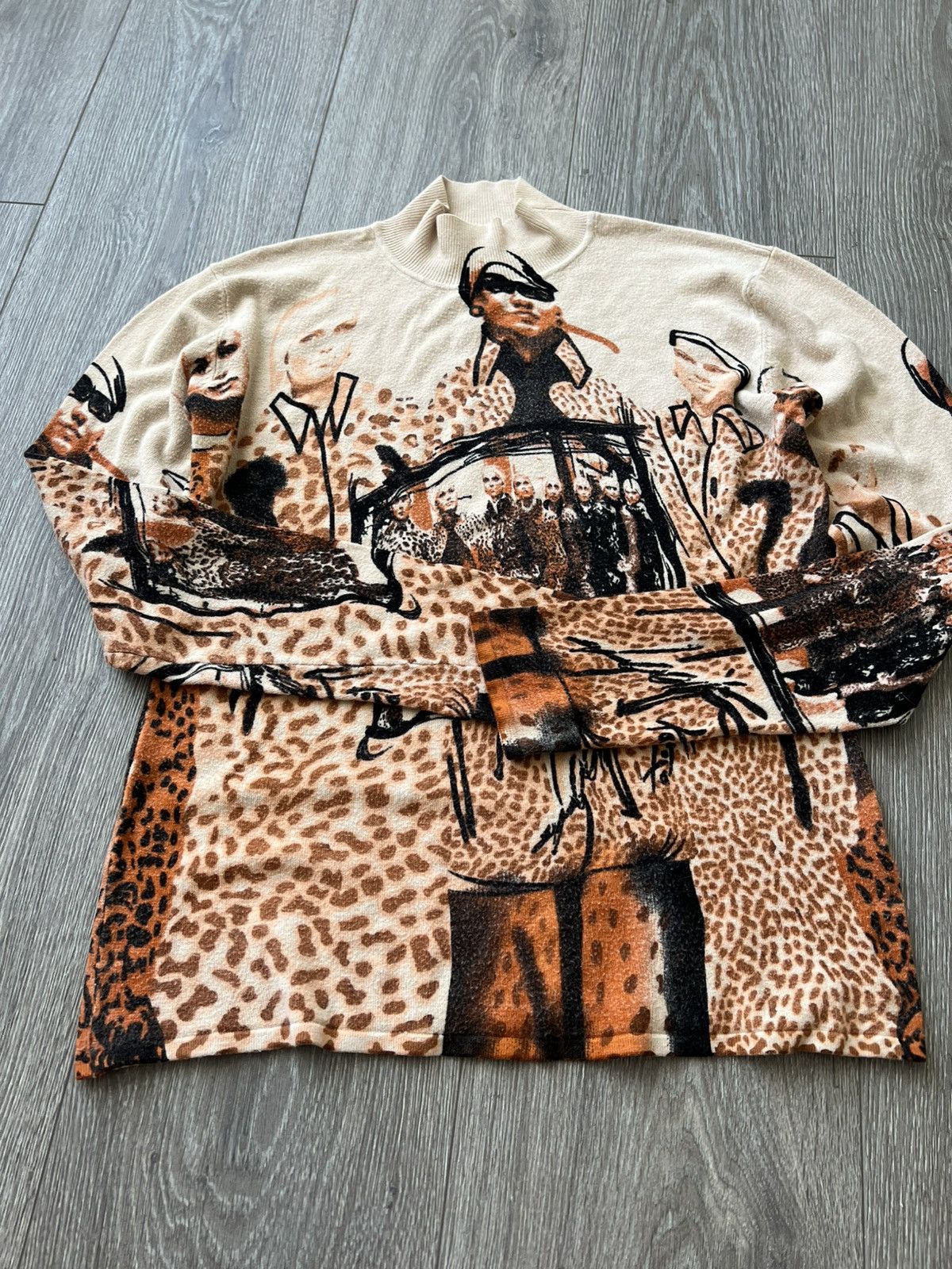 Japanese Brand Vintage XFN Leopard Graphic Print Knit Jumper JPG Style Size L / US 10 / IT 46 - 7 Thumbnail