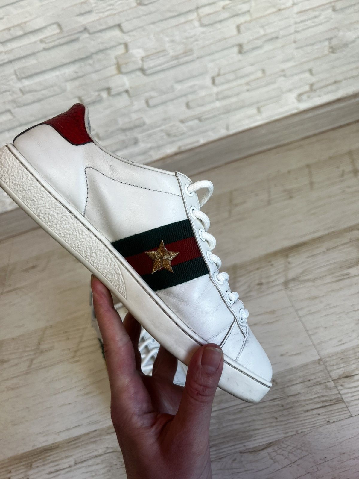 Gucci Gucci Ace Pineapple Ladybug Embroidered Leather Sneakers Size US 6.5 / IT 36.5 - 15 Thumbnail